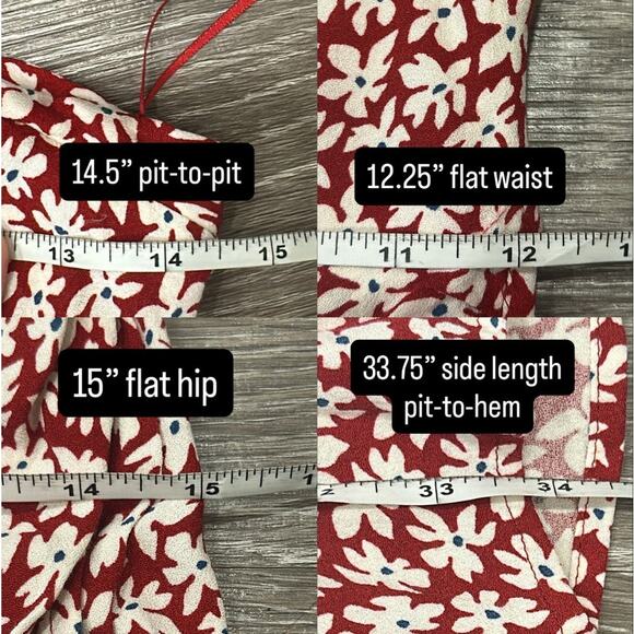 Reformation Rayna Red White Floral Halter Midi Dress Grenadine Cottage Pinup Mod - Picture 10 of 10